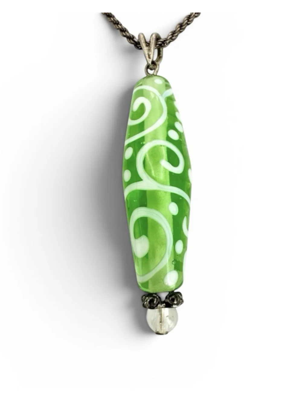 Vintage Italian Murano Glass Handmade Focal Bead Pendant .925 Necklace
